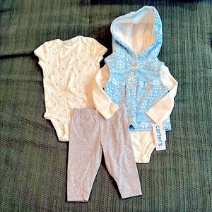 NWT Carter's Blue Snowflake Vest Set, 6m